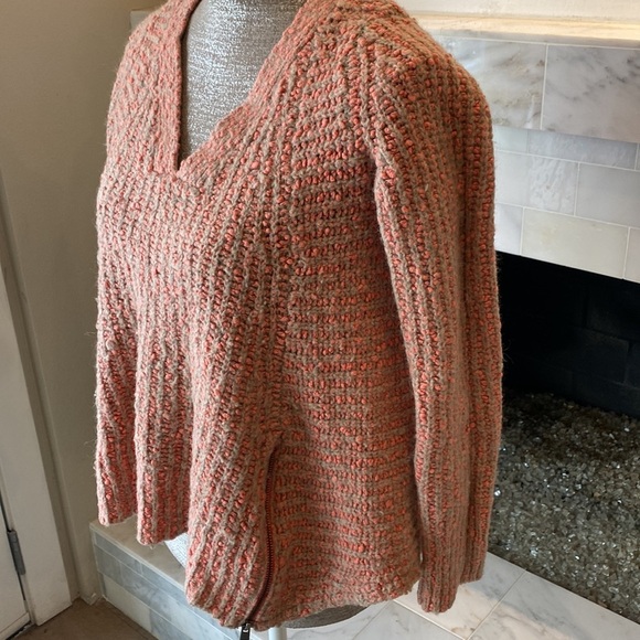Anthropologie Moth Boucle Zipper V-neck Sweater Size Small - Picture 8 of 15